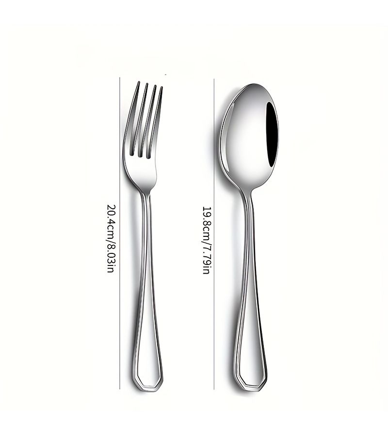 Stainless Steel 8pcs Silverware Set Forks Spoons Dishwasher Safe Kitchen Cutlery - Image 3