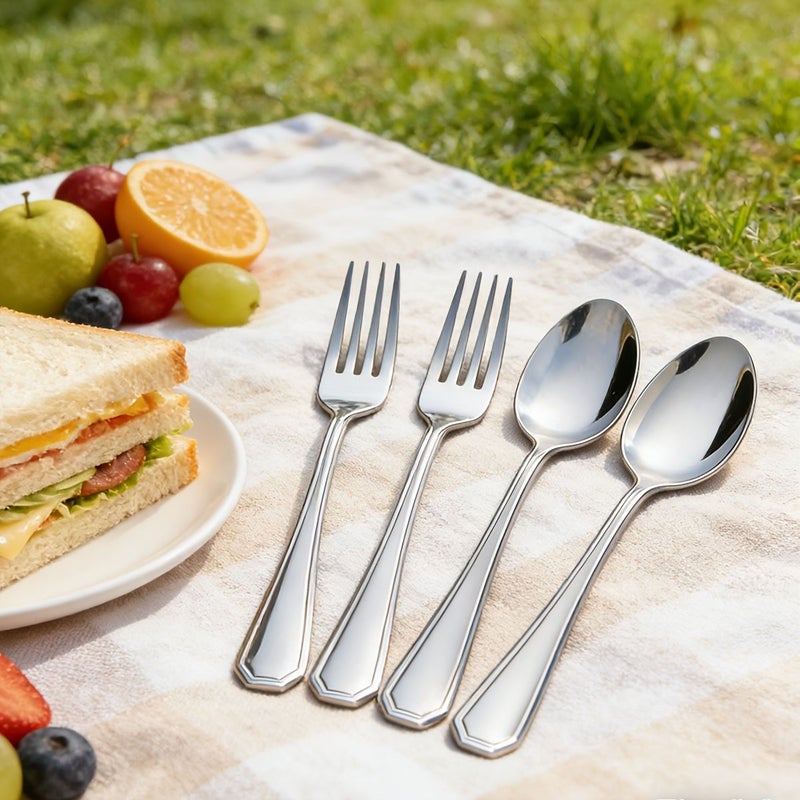 Stainless Steel 8pcs Silverware Set Forks Spoons Dishwasher Safe Kitchen Cutlery - Image 4