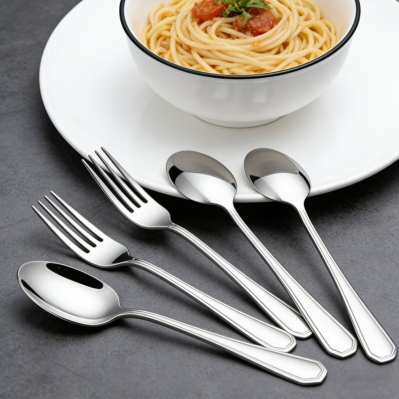 Stainless Steel 8pcs Silverware Set Forks Spoons Dishwasher Safe Kitchen Cutlery - Image 2