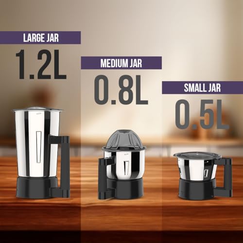 UltraToppMixergrinderfor Superfastgrinding,High Speed,750 Watts,SafetyLocksystem, AISI 304Food GradeStainlessSteelJars,3Jars ABS Body,SerratedbladesCylindricalJars,5YearWarrantyonMotors.(White). - Image 2