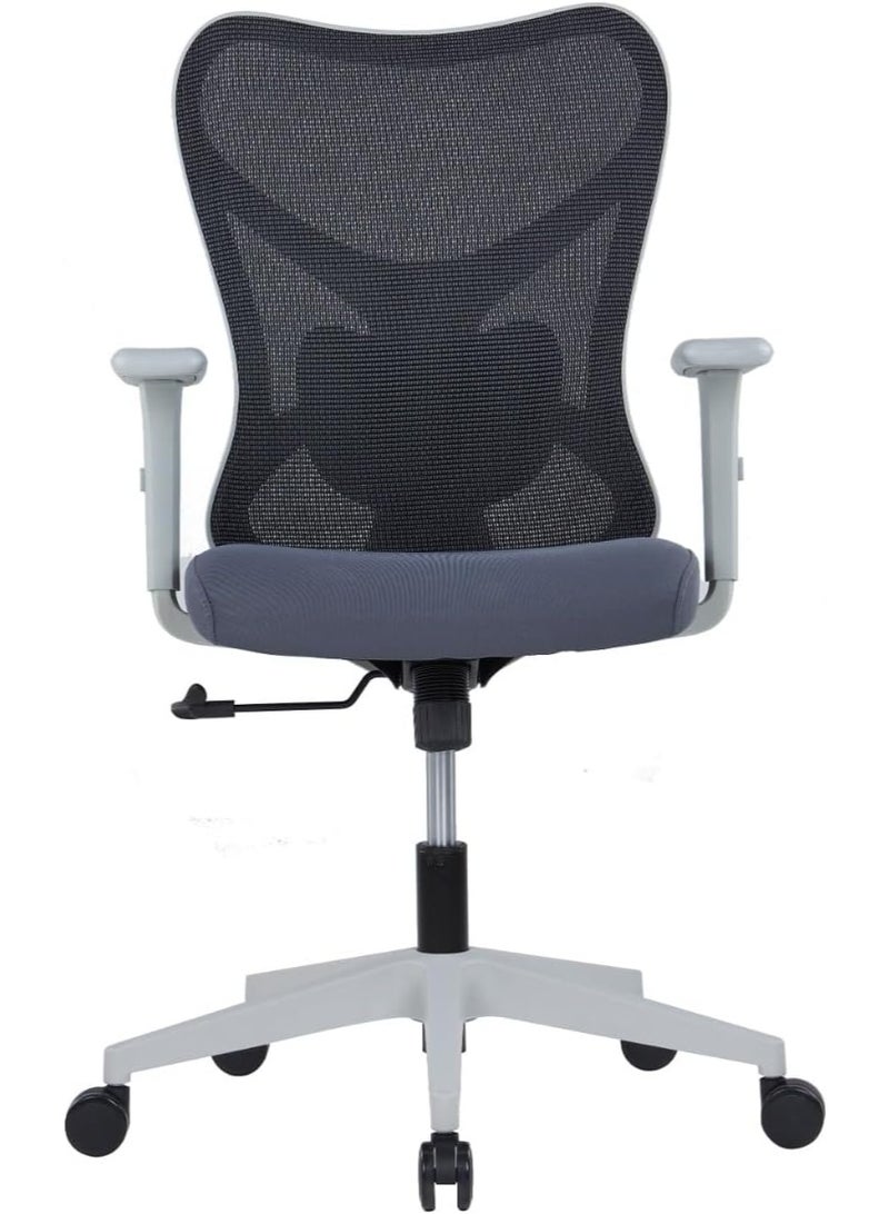 كاليبر كرسي مكتب Kaliber Edge متوسط ​​الظهر - ظهر شبكي رمادي، ودعم قطني قابل للتعديل، وإمالة متزامنة - إطار من الألياف الزجاجية المتينة - Image 4