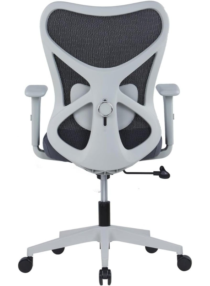 كاليبر كرسي مكتب Kaliber Edge متوسط ​​الظهر - ظهر شبكي رمادي، ودعم قطني قابل للتعديل، وإمالة متزامنة - إطار من الألياف الزجاجية المتينة - Image 5