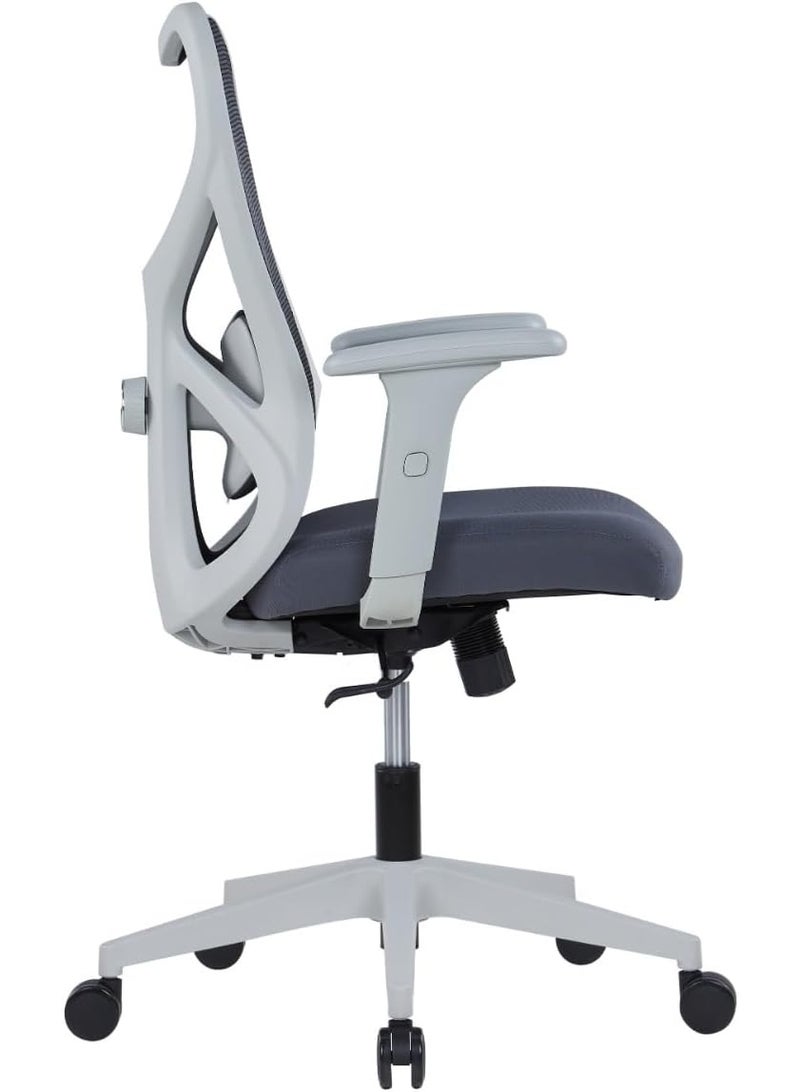 كاليبر كرسي مكتب Kaliber Edge متوسط ​​الظهر - ظهر شبكي رمادي، ودعم قطني قابل للتعديل، وإمالة متزامنة - إطار من الألياف الزجاجية المتينة - Image 3