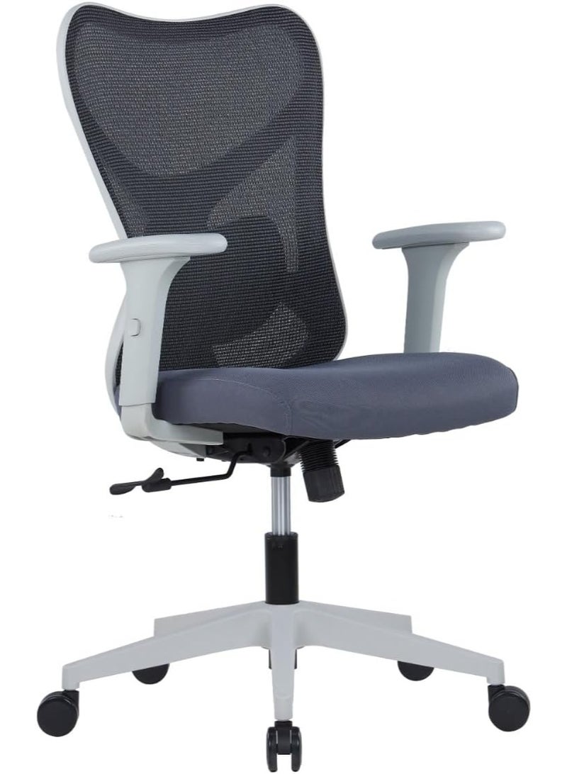 كاليبر كرسي مكتب Kaliber Edge متوسط ​​الظهر - ظهر شبكي رمادي، ودعم قطني قابل للتعديل، وإمالة متزامنة - إطار من الألياف الزجاجية المتينة - Image 1