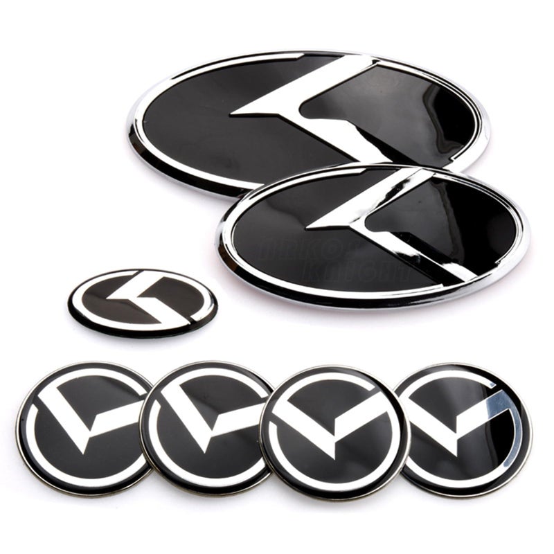 ARKOSKNIGHT 7PCS Vintage K BadgeFront Hood Rear Trunk Emblem Compatible with Vintage K Accessories Black Chrome