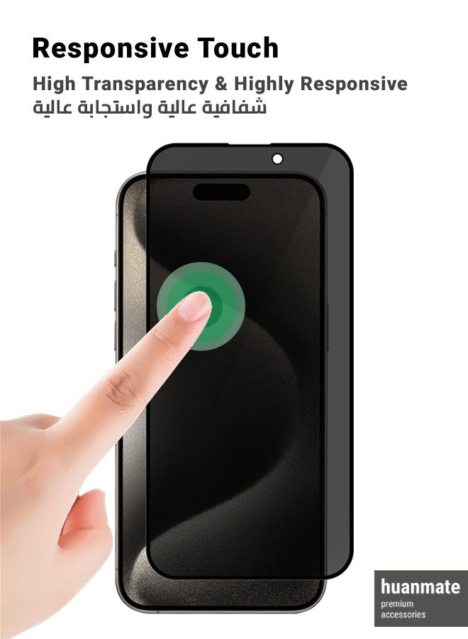 huanmate Premium Privacy Screen Protector For Apple iPhone 15 Pro Black - Image 5