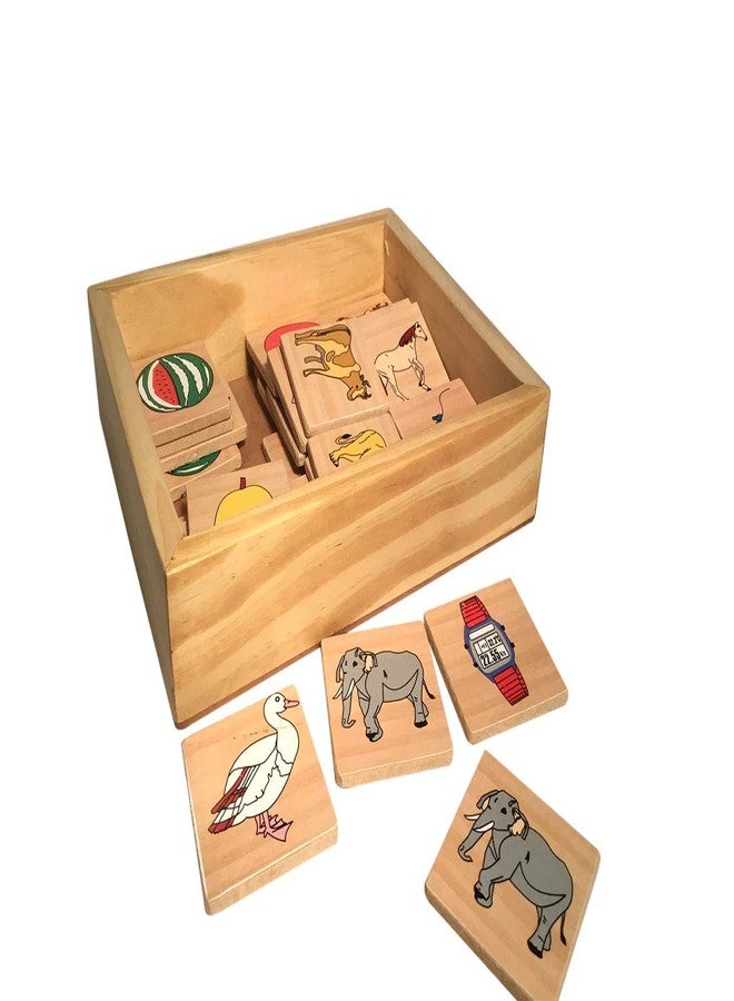 MOJOPANDA Premium Wooden Board Wildlife Learning Educational Domestic Animals and Birds Match The Pair in Box Jigsaw Puzzle for Kids Children - Image 1