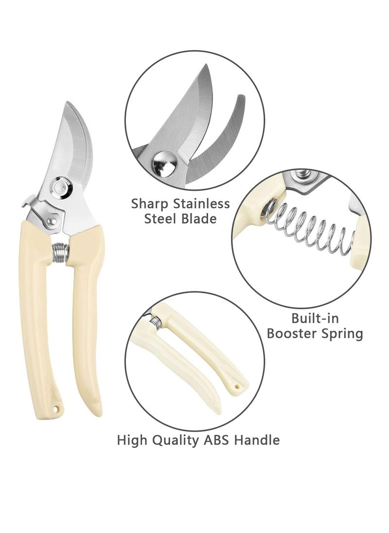 RATSAW - Garden Pruning Shears Plant Cutting Scissors Handheld Gardening Clippers Heavy Duty Hand Bypass Pruner with Stainless Steel Blades Beige - Image 1