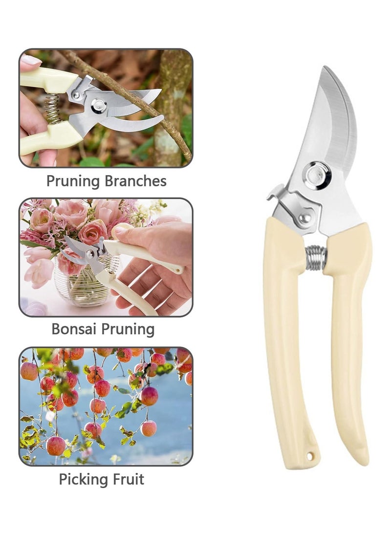 RATSAW - Garden Pruning Shears Plant Cutting Scissors Handheld Gardening Clippers Heavy Duty Hand Bypass Pruner with Stainless Steel Blades Beige - Image 1