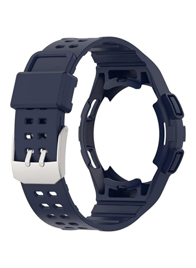حزام لساعة سامسونج جالاكسي 4 الكلاسيكية 46 ملم مدرع مدمج من مادة TPU بإبزيم مزدوج، حزام ساعة ذكية باللون الأزرق الداكن - Image 2