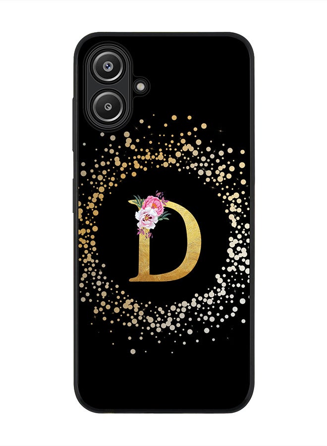 Stylizedd For Samsung Galaxy A06 Case,Slim fit Camera Protection, Shockproof Thin Phone cover - Custom Monogram Floral - D ( Black ) - Image 1