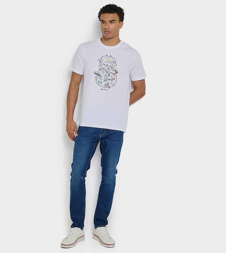 Ben Sherman  Ben Sherman Men's Crew Neck Short Sleeve Printed T-Shirt for Men | Best Price UAE