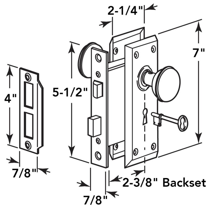 ConsitDone Mortise Keyed Door Knob Set for 1-3/8" to 1-3/4" Thick Interior Doors, 2-3/8" Backset, Includes 2 Classic Skeleton Keys (1, Matte Black) - Image 2