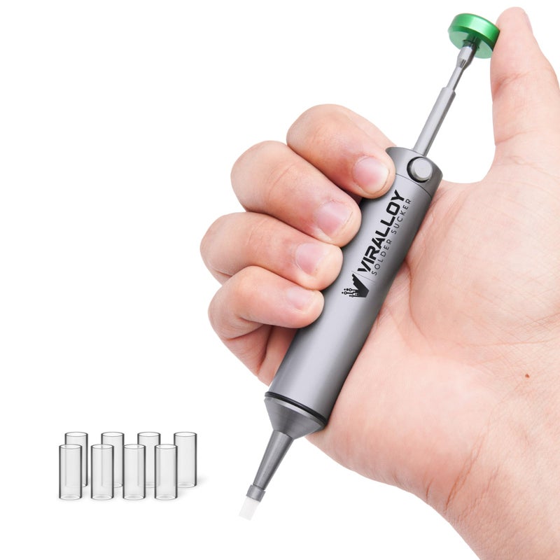 VIRALLOY Solder Sucker Tool No Clog Desoldering Pump Soldering Sucker Perfect Desoldering Tool for Solder Remover with Strong Suction, Heat Resistant Pinecil Nozzle for Smooth Inrush - Image 1