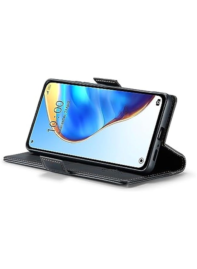 RFID Blocking Case for Xiaomi 10T 5G\/ Xiaomi 10T Pro 5G - Durable Leather Flip Case with Card Holder, Kickstand, Magnetic Closure - Shockproof - Black - Image 2