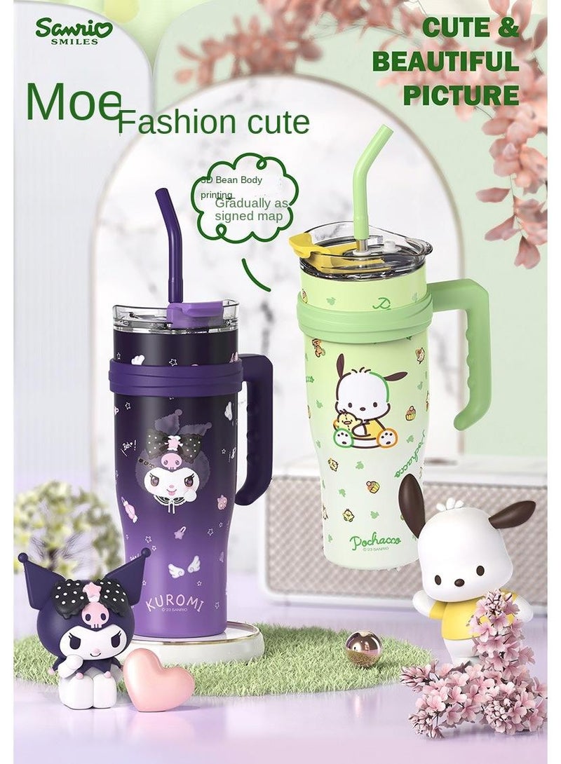 Y&D Pochacco Reusable Vacuum quenching Cup, 40oz Cup Large Capacity Vacuum Cup with Straw car Heat Preservation Cold Preservation Large ice Cup , Iced Tea or Coffee, Smoothie More, Cream, 40 oz - Image 3