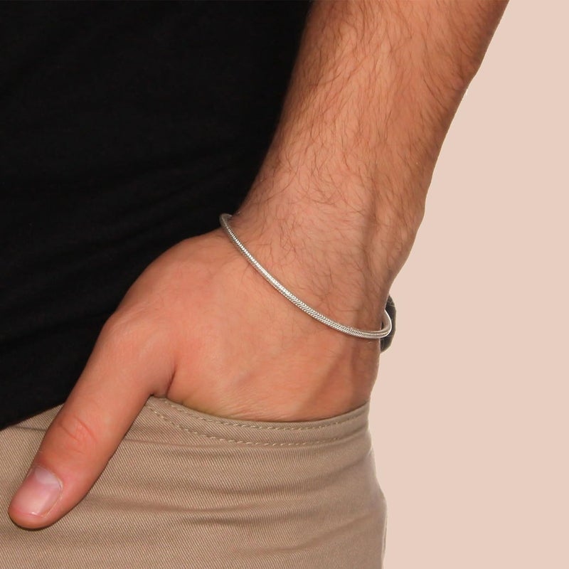 LeCalla Solid 925 Sterling Silver Italian 3MM Snake Chain Bracelet for Men Women, Charm Bracelets (6.5, 7, 7.5, 8, 8.5, 9 Inches), Made in Italy - Image 5