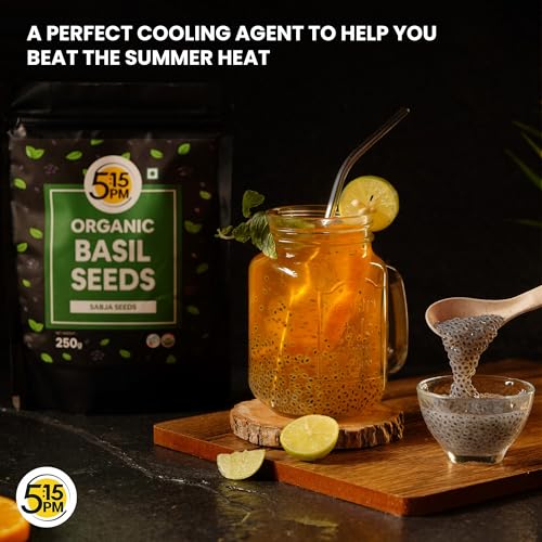5:15PM Organic Sabja Seeds 250g | Organic Basil Seeds for Eating | Tukmaria, Basil Seed 250 gms |Sabja Seed - Image 3
