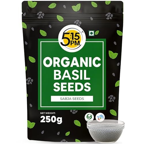 5:15PM Organic Sabja Seeds 250g | Organic Basil Seeds for Eating | Tukmaria, Basil Seed 250 gms |Sabja Seed - Image 1