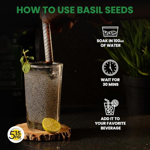 5:15PM Organic Sabja Seeds 250g | Organic Basil Seeds for Eating | Tukmaria, Basil Seed 250 gms |Sabja Seed - Image 5
