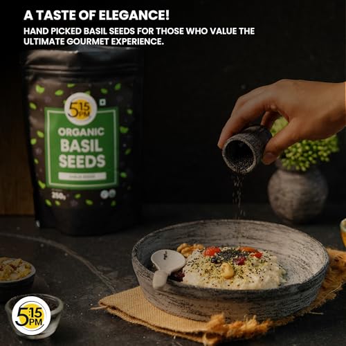 5:15PM Organic Sabja Seeds 250g | Organic Basil Seeds for Eating | Tukmaria, Basil Seed 250 gms |Sabja Seed - Image 4
