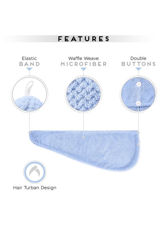 SimpleField Microfiber Hair Towel for All Hair Style, 2 Pack Quick Drying Hair Turban - Perfect for Women, Men and Kids (Blue) - Image 3