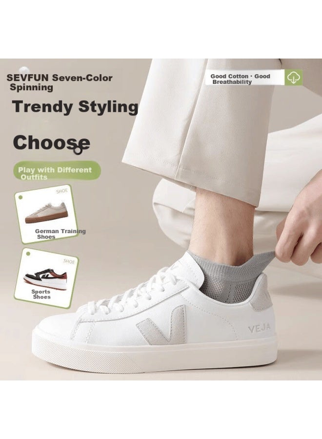 Sevfun Qise Fang Men's Summer Mesh Cotton Socks, Men's Boat Socks, Short Socks, Odor-resistant, Thin Summer Socks, 5 Pairs - Image 2
