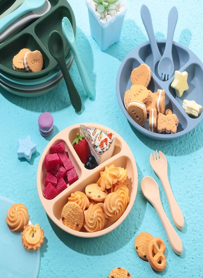 Meanplan 6 Pack Suction Plates for Toddlers with Lids Silicone Baby Plates set Food Grade Silicone Divided Design BPA Free Microwave and Dishwasher Safe Assorted Colors(Mixed Colors) - Image 5