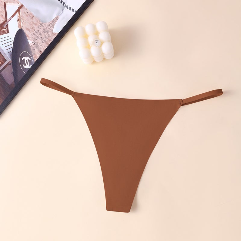Thin Strap Thong Underwear Daily G String Thong Ice Silk Seamless T-Shaped Pants American Style - Image 1