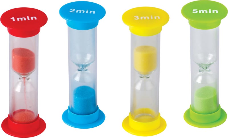 Teacher Created Resources Mini Sand Timers Combo 4-Pack,Red, Blue, Yellow, Green - Image 1