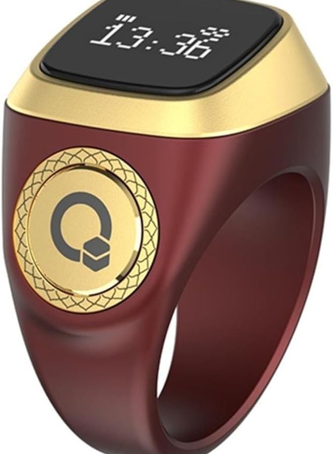 IQibla Smart Zikr Ring Waterproof Digital Tasbih Counter OLED Display Vibration Reminder Bluetooth App Curry Color 18mm - Image 2