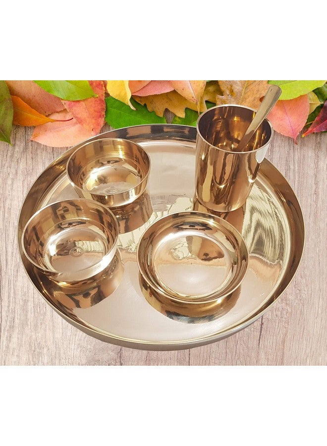 Pure Source India Kansa Thali Set for Home, Kitchen, Dinning Table, Hotel & Gifting Purpose Set of 6 (Gold) - Image 2