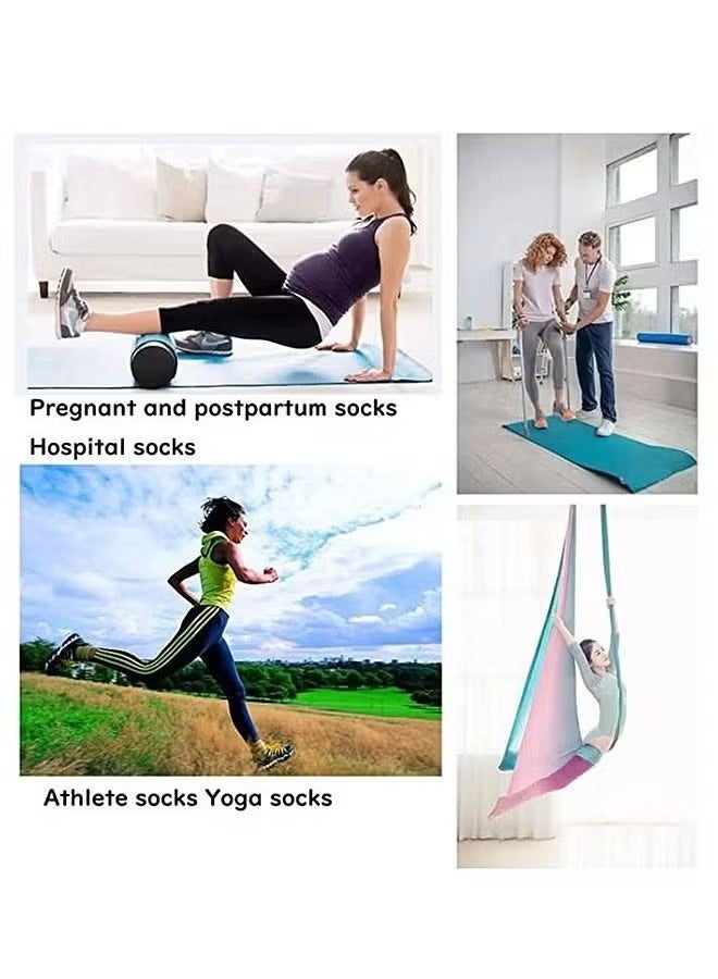 DTBG Non Slip Socks Women Fashion All Season Socks Sports Casual Simple Striped Colors for Pilates Yoga Barre Ballet Dance Fitness Football Hospital Mid-Tube Socks Free Size 3-Pair - Image 3
