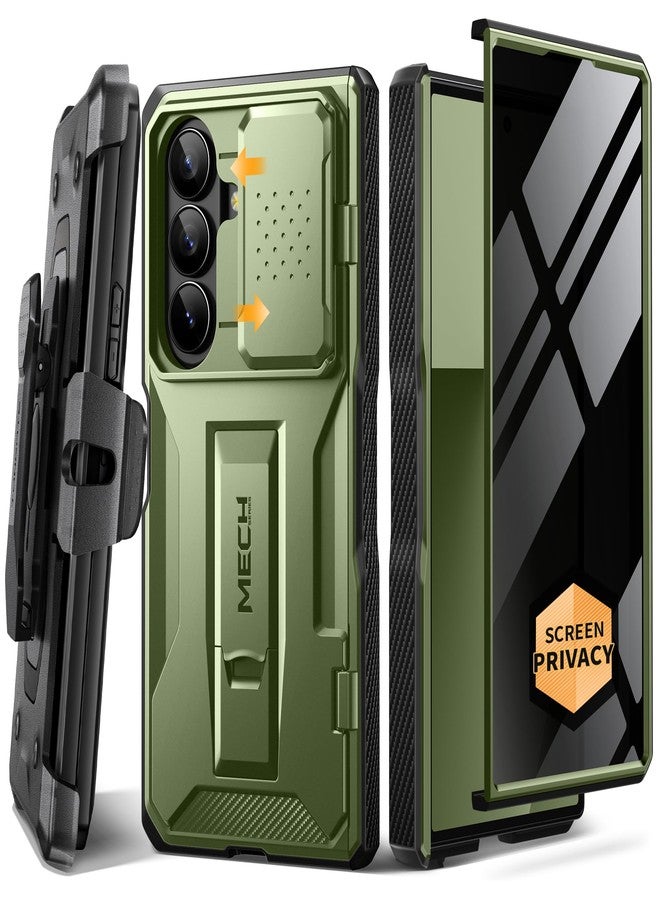 Tongate for Z Fold 7 Case with Privacy Screen Protector, [Built-in Slide Camera Cover & Stand] [Anti Spy] Military Grade Drop Phone Case for Samsung Galaxy Z Fold 7 with Belt Clip, Green Privacy - Image 1