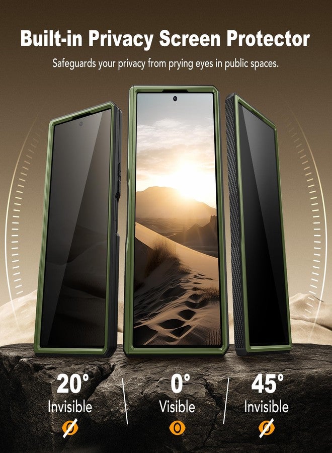 Tongate for Z Fold 7 Case with Privacy Screen Protector, [Built-in Slide Camera Cover & Stand] [Anti Spy] Military Grade Drop Phone Case for Samsung Galaxy Z Fold 7 with Belt Clip, Green Privacy - Image 2