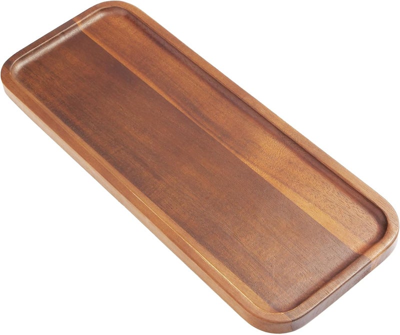 HOMKULA Solid Acacia Wood Serving Trays and Platters  Wooden Mini Charcuterie Boards Rectangle Small Cheese Board for Food Bathroom Home Decor Kitchen Counter 14x55 1 Pack - Image 1