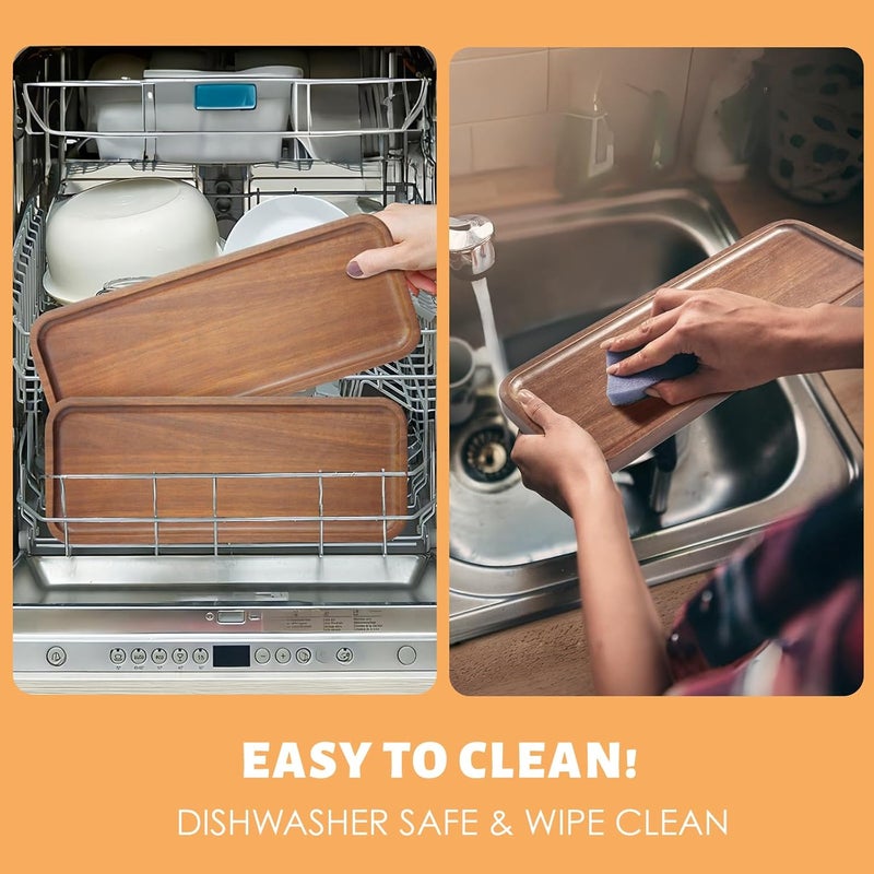 HOMKULA Solid Acacia Wood Serving Trays and Platters  Wooden Mini Charcuterie Boards Rectangle Small Cheese Board for Food Bathroom Home Decor Kitchen Counter 14x55 1 Pack - Image 5