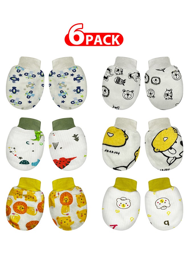 MARGOUN 6 Packs Newborn Baby Mittens Anti Scratch Baby Mittens No Scratch Mittens Baby Gloves for 0-6 Months Boys Girls Multicolour  - Image 1