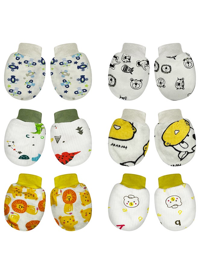 MARGOUN 6 Packs Newborn Baby Mittens Anti Scratch Baby Mittens No Scratch Mittens Baby Gloves for 0-6 Months Boys Girls Multicolour  - Image 2
