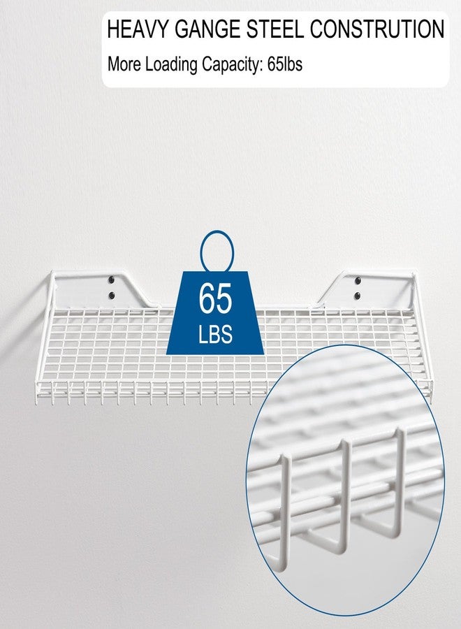 Wallmaster Heavy Duty Garage Wall Shelving 2 Pack 23.6"x11.8" Metal Wire Shelves Wall Mount Mesh Storage Rack for Garage, Office, Basement and Kithcen, max Load 65 lbs (White) - Image 3