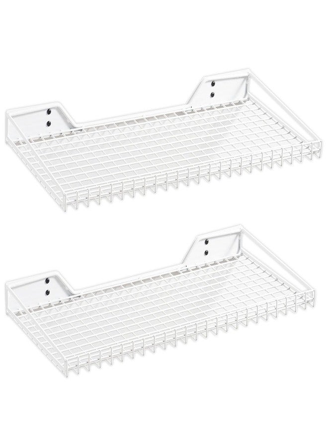 Wallmaster Heavy Duty Garage Wall Shelving 2 Pack 23.6"x11.8" Metal Wire Shelves Wall Mount Mesh Storage Rack for Garage, Office, Basement and Kithcen, max Load 65 lbs (White) - Image 1