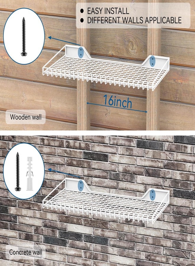 Wallmaster Heavy Duty Garage Wall Shelving 2 Pack 23.6"x11.8" Metal Wire Shelves Wall Mount Mesh Storage Rack for Garage, Office, Basement and Kithcen, max Load 65 lbs (White) - Image 4