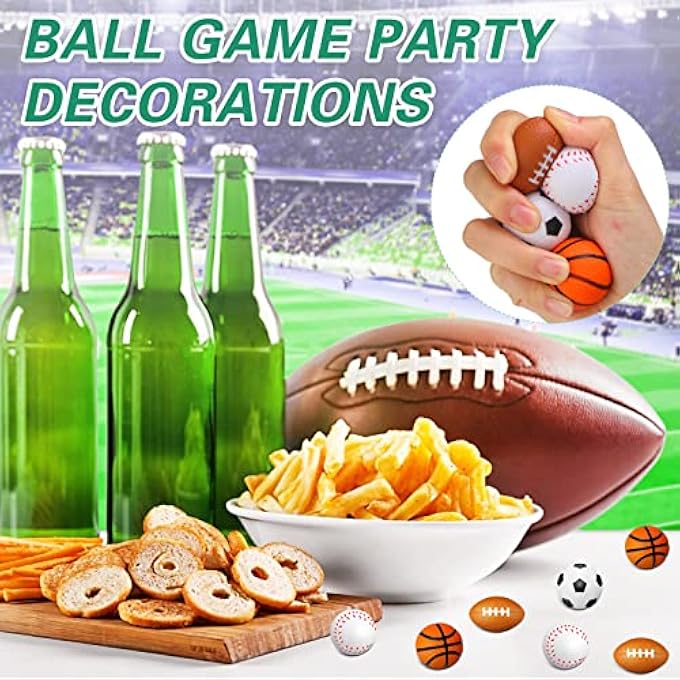 Jerify 200 Pieces Mini Foam Sports Balls Party Favors Mini Baseball Football Basketball Soccer Stress Ball Bulk Sports Prizes for Kids Adults Little Game Sports Themed Birthday Party Supplies Decorations - Image 4