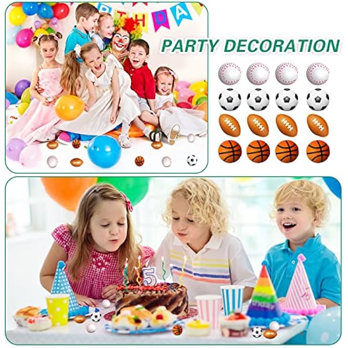 Jerify 200 Pieces Mini Foam Sports Balls Party Favors Mini Baseball Football Basketball Soccer Stress Ball Bulk Sports Prizes for Kids Adults Little Game Sports Themed Birthday Party Supplies Decorations - Image 3
