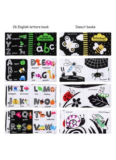 Toyvian Toyvian 2 Pcs Baby Soft Cloth Book, Black and White High Contrast Baby Activity Crinkle Books Early Educational Learning Toys for 0 3 6 9 12 Months Newborn Infants Babies Boys and Girls  - Image 2
