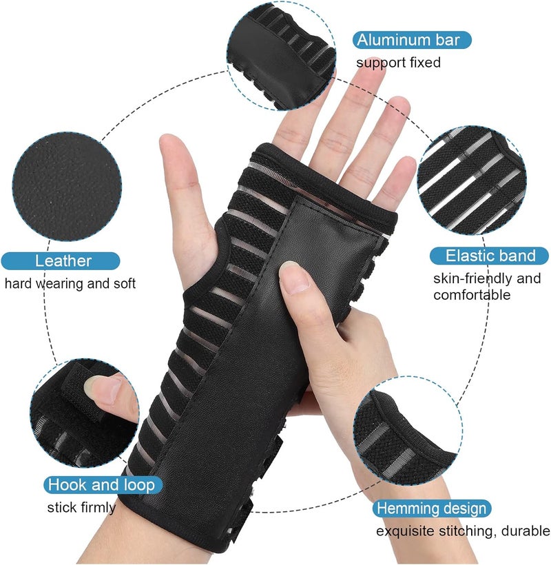 klarako Breathable Wrist Support Brace Splint, Wrist Support Brace, Adjustable Night Wrist Sleep Support Splint, Ideal for Carpal Tunnel Sprains and Tendonitis, Elastic Band + Leather - Image 4