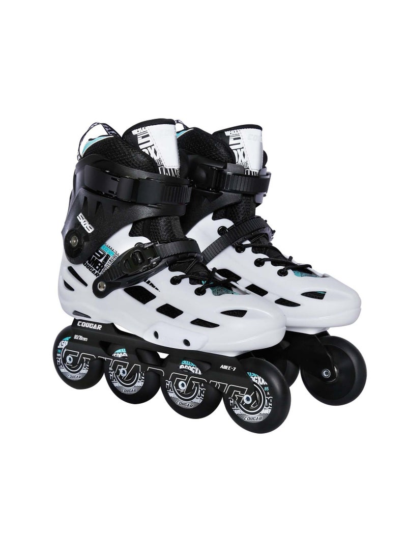Cougar COUGAR Roller Skate Shoe Model 509 For Adult Adjustable Roller Skates with 4 Illuminating Pu Wheels, Outdoors and Indoors Roller Blades for Boys Girls Beginners Color : White Size : 44  - Image 1