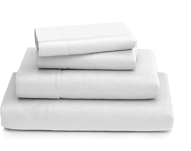 KRISHNA KRISHNA 4 Piece King Sheet Set 100 Giza Egyptian Cotton Ultra Soft  Breathable Hotel Quality Bed Sheets Fits Up to 18 Deep Mattress White Solid 