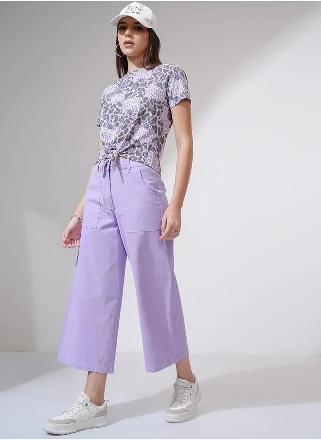 Tokyo Talkies Wide Leg Mid Rise Trousers