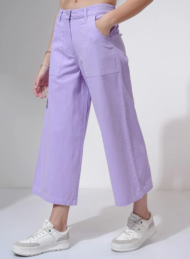 Tokyo Talkies Wide Leg Mid Rise Trousers by Styli